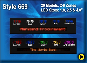 BRG Time Zone Clock, World Clock, Zulu Clock, Style 669